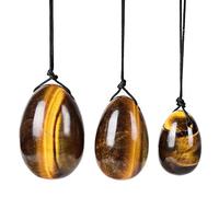 GAYEGF Lot de 3 œufs œil de tigre Y-on-i Massage du corps Entraînement musculaire Pierre de massage en cristal Outil d'exercice Relaxation Pierre pour femme Massage Therapy, Stress Relief