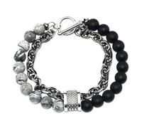 GAYEGF Punk Style Hommes Tigre Pierre Perles Bracelet Lien Chaîne Homme, Pierre