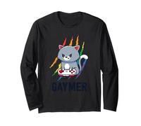 Gaymer LGBT Cat Pride Shirt Rainbow Video Game Lovers Gift Manche Longue