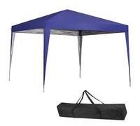BAKAJI Tonnelle 3 x 3 mètres Pliable Tissu Polyester imperméable Structure en métal refermable à accordéon, Tente portative Juste marché Jardin extérieur + Sac de Transport (Bleu)