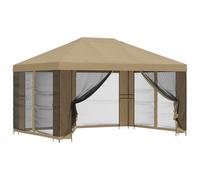Gazebo 400,5 x 300,5 cm Beige Polyester Acier | Style industriel, couverture spacieuse, résistant à l'eau, entretien facile, idéal pour barbecue été