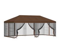 Gazebo 6 x 3 m Brun avec Parois, Polyester et Acier, 2 Pack avec Auvent | Toit ventilé, parois mesh ajustables, montage facile, usage événementiel, design industriel urbain, pluie légère