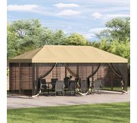 vidaXL Tonnelle avec parois latérales, 6 x 3 m, beige en polyester et acier 190, tonnelle de jardin et de terrasse, tonnelle d'extérieur moderne, abri polyvalent, tente de réception avec parois en