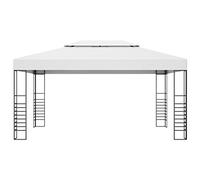 Gazebo De Jardin En Acier Peint Poudre 4x3x2,7 m Blanc avec Visière | Acier stable, toit ventilé, tissu PA amovible, installation facile, spacieux 12 m²