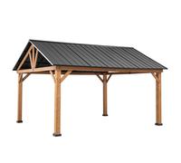 Gazebo en cèdre REBRA en anthracite - 404cm x 465cm