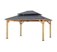 Gazebo en cèdre TRIVOR en anthracite - 390cm x 450cm