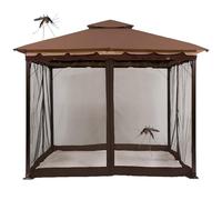 Gazebo Mosquitoes Netting, 11.8x11.8x7.5ft Panneaux d'écran de Gazebo Pliant rétractables avec Fermeture éclair, moustiques extérieurs Netting pour Jardin de Patio Camping en Porche, Rideaux Bruns