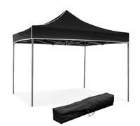 Gazebo pliable pliable 3 X 3 Noir recouvert de PVC imperméable