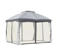 Gazebo Pliant Gazebo en métal, Tente de réception, abri de Jardin, Patio, avec parois latérales en Filet et Toit à Deux Niveaux