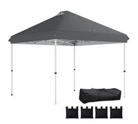 Gazebo pliant Outsunny 3 x 3 m avec roulettes, UPF50+ Tente de jardin d'extérieur à montage rapide Tente de réception pour mariage Auvent Abri événementiel instantané avec 4 sacs de sable, hauteur