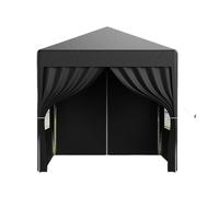 Gazebo Pliant Tente de Camping extérieure Pop-up, kiosque de marché Commercial avec fenêtres latérales, auvent de Jardin étanche(2X2M Black)