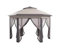 Gazebo Pliant Tonnelle de Jardin hexagonale escamotable, Tente de réception, auvent à Double Toit, abri instantané avec Filet et Sac de Transport(Light Grey)