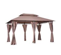 Gazebo Pliant Tonnelle de Jardin Outsunny, abri extérieur à Double Toit avec Rideaux, Structure en Acier Massif(Dark Grey)