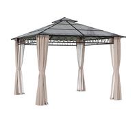 Gazebo Pliant Tonnelle d'extérieur Outsunny en Polycarbonate, Double Toit Rigide avec Cadre en Acier galvanisé(Color4)