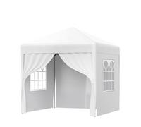 Gazebo Pliant Tonnelle Pop-up, chapiteau, auvent, Tente de Jardin, de Mariage, de Protection Solaire, abri de Maison, Hauteur réglable(2x2m-White-With Side)