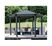 Gazébo tonnelle hexagonale 11.16m² gris anthracite 703445