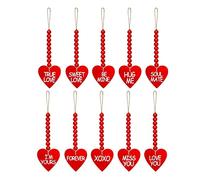 Gazechimp 10 Pièces Saint Valentin Guirlande de Perles en Bois Ferme Décor de Table Gland