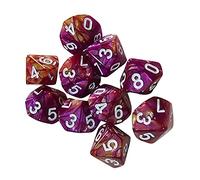 Gazechimp 10pcs Dés à Jouer Dés Polyédriques 10 Faces D10 Dice pour D&D Jeux de Société Party Bar - Rouge violet