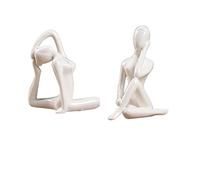 Gazechimp 2pcs Statues de Modernes Céramique Artisanat Sculpture Féminine Décoration de Table