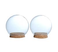 Gazechimp 2x Vitrine En Verre Décor avec Base En Bois Ornement de Table DIY 10/12cm