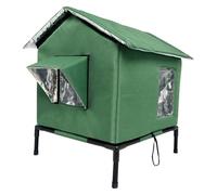 Gazechimp Maison pour Chat Extérieur Abri Chat Coussin Imperméable surélevé Abri Animaux Cube Matériau Oxford Aluminium Convient pour Garage Extérieur Intérieur, Vert, M