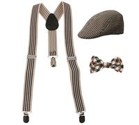 Gazechimp Set Règlable Y-dos Bretelle Suspension Support Pantalon + Cravate + Casquette Béret Vêtement Homme