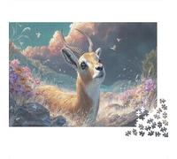 Gazelle dans Le Champ de Fleurs Sauvages de Montagne Puzzle Défi 1000 Pièces pour Adultes, Jeux Éducatifs, Faune Sauvage Puzzle Cadeau Pratique Et Décoration De Maison 70x50cm/1000pcs