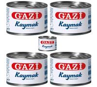 Gazi Cream Cream Produkt kaymak100% LAIT DE VACHE Teneur en matières grasses de 23% 170g x 5 PCS avec épicerie Pufai