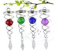 Gazing Ball Spiral Tail Wind Spinner 4pcs 4, 5 Pouces suspendues de Soleil plaqué avec crêpe en Cristal Dorative Wind Spinners avec Crochet pour Le Jardin extérieur intérieur