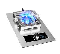 Gaziniere Gaz Acier Inoxydable, Cuisinière À Gaz À Brûleur Unique, Minuterie À Feu Élevé À Neuf Cavités De 5,2 W, Avec Protection Anti-extinction(NG)