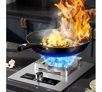 Gaziniere Gaz Acier Inoxydable, Cuisinière À Gaz Portable D'intérieur, Cuisinière À Gaz À Brûleur Unique, Minuterie À Feu Élevé À Neuf Cavités De 5,2 W, Avec Protection Anti-extinction(NG)