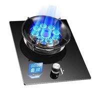 Gaziniere Gaz - Cuisinière À Gaz 1 Brûleur, Minuterie De 5,2 Kw À Neuf Cavités De Haut-feu, Poêle De Conversion Gaz/LP, Verre Trempé En Fonte Pot Rack, Avec Protection Anti-incendie(NG)