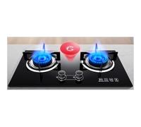 Gaziniere Gaz, Cuisinière À Gaz en Verre Trempé, Cuisinière Domestique À Double Brûleur avec Rappel Anti-brûlure, Cuisinière À Gaz De Cuisine, Table Et Tables De Cuisson Encastrées(NG)