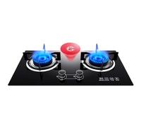 Gaziniere Gaz, Cuisinière À Gaz En Verre Trempé, Cuisinière Domestique À Double Brûleur Avec Rappel Anti-brûlure, Cuisinière À Gaz De Cuisine, Table Et Tables De Cuisson Encastrées(LPG)