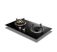 Gaziniere Gaz - Cuisinière À Gaz Intérieure Avec 2 Brûleurs, Panneau En Verre Trempé, Flamme Élevée Temporisée À 9 Cavités De 5,0 KW/5,2 KW, Convient Au Gaz Naturel/GPL(NG)