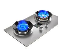 Gaziniere Gaz, Cuisinière À Gaz, Plaque De Cuisson À Gaz Portable À 2 Brûleurs Cuisinière GPL/GN, Plaque De Cuisson Pour Caravane Plateau De Table Autoportant En Acier Inoxydable(NG)
