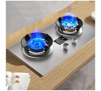 Gaziniere Gaz, Cuisinière À Gaz, Plaque De Cuisson À Gaz Portable À 2 Brûleurs Cuisinière GPL/GN, Plaque De Cuisson pour Caravane Plateau De Table Autoportant en Acier Inoxydable(NG)