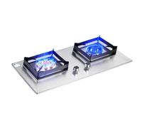 Gaziniere Gaz - Cuisiniere Gaz 2 Feux, Panneau En Acier Inoxydable, Support De Casserole En Fonte, Allumage Automatique(LPG)