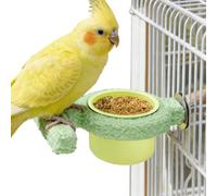 Gazocua Distributeur de Nourriture pour Oiseaux de Cage | Mangeoire et Bol pour Cage à Oiseaux avec Perchoir | Bol à Eau pour Conure - Convient pour Conure, Perruche, Canari, Calopsitte, Cacatoès et
