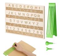 Gazocua Plaquette d'Écriture Braille - 4 Lignes 28 Cellules Fournitures pour Malvoyants,Kit d'Apprentissage du Braille pour Aveugles,Pour Adolescents Étudiants Enseignants Usage Scolaire Domestique et