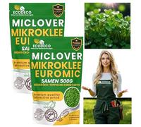 Gazon a Semer Euromic 500g | Trefle Blanc Nain pour Pelouse Uniforme et Verte - Pelouse a Semer - 400 m² avec Gazon ou 200 m² Seul