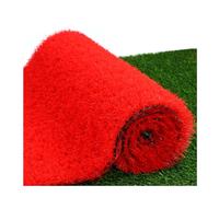 Gazon artificiel réaliste de 3 cm d'épaisseur, gazon artificiel haute densité avec trous de drainage, pour terrasse, balcon, piscine (rouge, 150 x 300 cm)