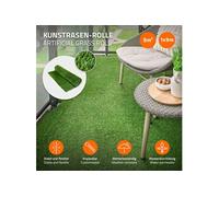 ECD Germany Gazon Synthétique 18mm en Rouleau 9m² (1x9m), Vert Multinuancé, Drainage Rapide et Facile à Découper, Résistant Intempéries, Tapis Artificiel Pelouse Herbe Fausse Revêtement de Sol Jardin