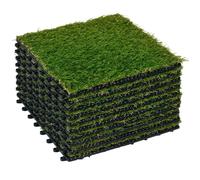 Outsunny Gazon synthétique Artificiel Set de 10 Dalles Carreaux 30 x 30 cm épaisseur Confort 3 cm à emboîter Vert