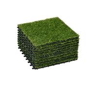 Gazon synthétique artificiel set de 10 dalles carreaux 30 x 30 cm épaisseur confort 3,5 cm à emboîter vert