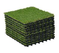 Gazon synthétique artificiel set de 10 dalles carreaux 30 x 30 cm épaisseur confort 3,5 cm à emboîter vert