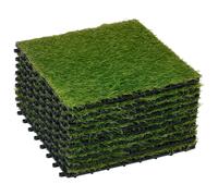 Outsunny Gazon synthétique Artificiel Set de 10 Dalles Carreaux 30 x 30 cm épaisseur Confort 3,5 cm à emboîter Vert