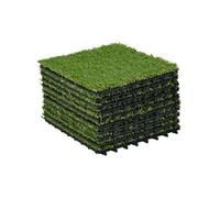 Gazon synthétique artificiel set de 10 dalles carreaux 30 x 30 cm épaisseur confort 3,5 cm à emboîter vert