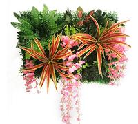 Gazon Synthetique Exterieur,Gazon Artificiel Artificielle plante pelouse fleur mur panneau fond herbe gloire herbicite maison décoration(Gray)