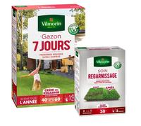 Gazon - Vilmorin - Gazon 7 jours - 1 kg + Soin Regarnissage Universel 2 en 1 - 500 g